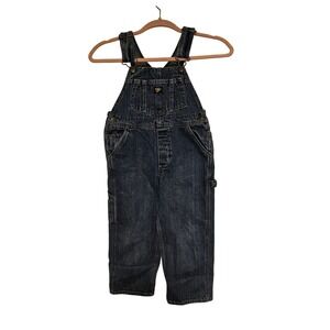 Vint OshKosh Bgosh Kids Blue Denim  Overalls Size 5 Dark Wash Adjustable Straps